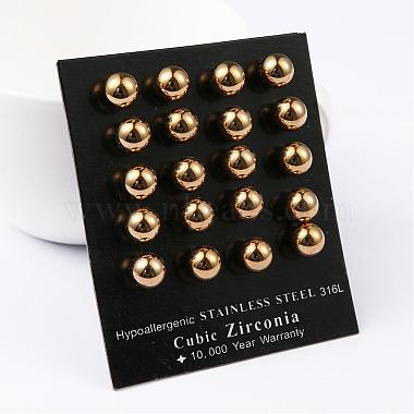 304 Stainless Steel Ball Stud Earrings(EJEW-5558-8mm-G)-2