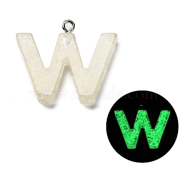 Platinum WhiteSmoke Letter W Resin Pendants