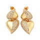 Heart Brass Pave Clear Cubic Zirconia Stud Earrings(EJEW-M258-81G)-1