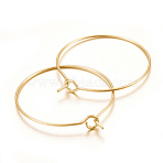 304 Surgical Stainless Steel Wine Glass Charms Rings, Hoop Earring Findings, Real 18k Gold Plated, 21 Gauge, 29x25x0.7mm(STAS-L214-13G)