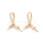 Brass Peg Bails Pendants, for Half Drilled Bead, Nickel Free, Real 18K Gold Plated, 15x11.5x2.5mm, Hole: 2x4.5mm, Pin: 0.8mm(KK-T062-199G-NF)