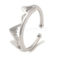 Brass Open Cuff Rings for Woman, Hollow Mountain, Platinum, US Size 6(16.5mm)(RJEW-M161-02P)