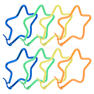 DICOSMETIC 4Pairs 4 Colors Open Star 304 Stainless Steel Big Huggie Hoop Earrings, Hypoallergenic Wire Wrap Earrings for Women, Mixed Color, 12 Gauge, 42~60x40~57x2mm, Pin: 0.7~0.8x1mm, 1pair/color(EJEW-DC0001-11)