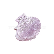 Acrylic Claw Hair Clips, with  Rhinestone Finding, Shell Shape, Thistle, 56x66mm(PW23110854388)
