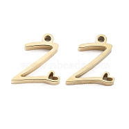 304 Stainless Steel Charms, Laser Cut, Real 14K Gold Plated, Letter Z, 10x8.5x1.5mm, Hole: 1mm(STAS-M327-02G-Z)