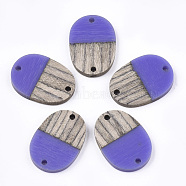 Resin & Wenge Wood Links connectors, Oval, Mauve, 25x18x3~4mm, Hole: 2mm(RESI-S367-11A-03)