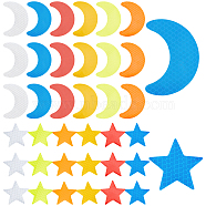 Gorgecraft 8 Sets 2 Style Star & Moon PET Safety Reflector Strips Adhesive Stickers, Auto Accessories, Mixed Color, 6pcs/set, 4 sets/style(AJEW-GF0003-95)