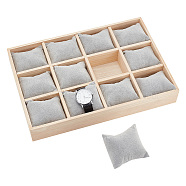 12 Slots Wooden Watch Organizer Trays, with Velvet Pillows, Rectangle, Gainsboro, 35.1x24.1x5cm(AJEW-WH0471-143B)