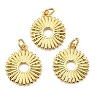 Brass Pendants, with Jump Ring, Long-Lasting Plated, Lead Free & Cadmium Free, Flat Round Charm, Real 18K Gold Plated, 18.5x16x1.3mm, Hole: 3mm(KK-K341-08G)