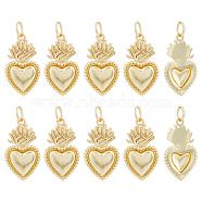 Brass Pendant, Sacred Heart, Golden, 22x12x2.5mm, Hole: 3.5mm, 10pcs/box(KK-HY0001-52)