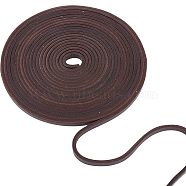 Flat Cowhide Leather Cord, for Jewelry Making, Coconut Brown, 6x3mm(WL-GF0001-09C-02)