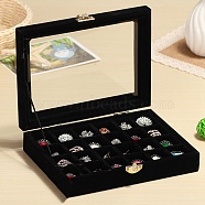 Flock with Glass Jewelry Display Box, Deep Pink, 20x15x5cm(PW-WG61213-05)