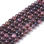 Natural Rhodonite Beads Strands, Faceted, Flat Round, 8~8.5x5~6.5mm, Hole: 0.8mm, about 48~50pcs/strand, 15.35 inch(39cm)long(G-I249-A24)