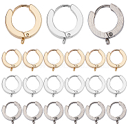 12Pcs 3 Colors 201 Stainless Steel Huggie Hoop Earrings Findings, with Vertical Loops and 316 Surgical Stainless Steel Pins, Ring, Mixed Color, 12x11x3mm, Hole: 1.8mm, Pin: 1mm, 4Pcs/color(STAS-SC0004-52)