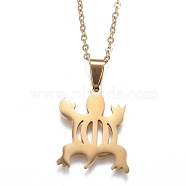 201 Stainless Steel Pendant Necklaces, with Lobster Claw Clasps, Adinkra Gye Nyame, Tortoise, Real 18K Gold Plated, 19-7/8 inch(50.5cm)(NJEW-H208-05G)