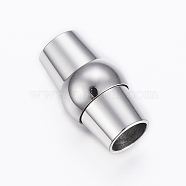 Smooth 304 Stainless Steel Tube Magnetic Clasps with Glue-in Ends, Stainless Steel Color, 15x8.5mm, Hole: 5mm(STAS-H402-44P-D)