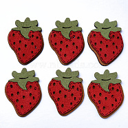 Faux Suede Patches, Costume Ornament Accessories, for Magic Tape Hair Clip Making, Strawberry, Red, 44x33x3mm(X-FIND-R075-50)