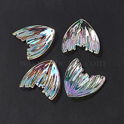 Transparent Acrylic Pendants, AB Color, Fishtail Charm, Clear AB, 33x32x4mm, Hole: 1.5mm(OACR-C009-16)