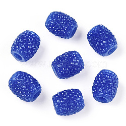 Opaque Resin European Jelly Colored Beads, Large Hole Barrel Beads, Bucket Shaped, Royal Blue, 15x12.5mm, Hole: 5mm(RESI-B025-02A-02)