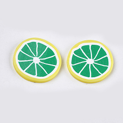 Handmade Polymer Clay Cabochons, Grapefruit, Green, 19~20x2~3mm(CLAY-S091-34A)