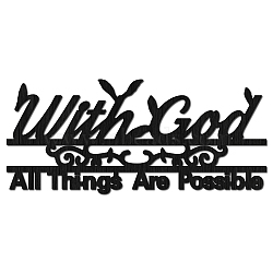 Laser Cut Basswood Wall Sculpture, for Home Decoration Kitchen Supplies, Word With God All Things Are Possible, Black, 250x300x5mm(WOOD-WH0123-019)