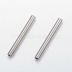 Tarnish Resistant 304 Stainless Steel Tube Beads, Stainless Steel Color, 27x3mm, Hole: 2mm(STAS-P128-06)