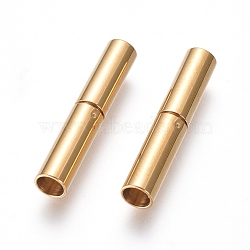 304 Stainless Steel Bayonet Clasps, Ion Plating (IP), Column, Golden, 18x4mm, Hole: 3mm(STAS-L134-02G)