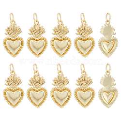 Brass Pendant, Sacred Heart, Golden, 22x12x2.5mm, Hole: 3.5mm, 10pcs/box(KK-HY0001-52)