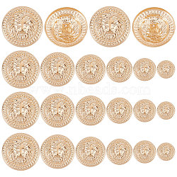 60Pcs 6 Style Alloy Buttons, 1-Hole, Flat Round with Lion Head, Light Gold, 12~25x9~12.5mm, Hole: 2.5mm, 10pcs/style(FIND-GF0002-95)
