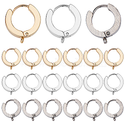 12Pcs 3 Colors 201 Stainless Steel Huggie Hoop Earrings Findings, with Vertical Loops and 316 Surgical Stainless Steel Pins, Ring, Mixed Color, 12x11x3mm, Hole: 1.8mm, Pin: 1mm, 4Pcs/color(STAS-SC0004-52)