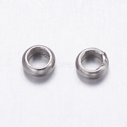 Non-Tarnish 304 Stainless Steel Beads, Rondelle, Stainless Steel Color, 3x1mm, Hole: 2mm, about 120pcs/3g(X-STAS-K146-064-3mm)