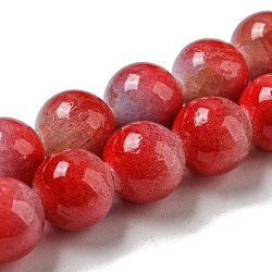 Dyed Natural Jade Beads Strands, Round, Red, 9.5~10mm, Hole: 1.2mm, about 40pcs/strand, 15.94 inch(40.5cm)(G-F764-03D)