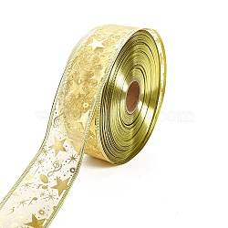 Hot Stamping Polyester Printed Ribbon, for Gift Wrapping, Pale Goldenrod, 1-1/2 inch(38mm)(OCOR-H112-01A)