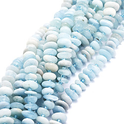 Natural Aquamarine Beads Strands, Nuggets, 8~11x9~14x1.5~5mm, Hole: 0.8mm, about 74pcs/strand, 15.55''(39.5cm)(G-E569-J13)