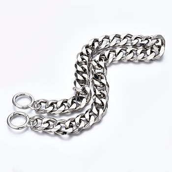 Bag Chains Straps, Aluminum Curb Link Chains, with Alloy Spring Gate Ring, for Bag Replacement Accessories, Platinum, 650x22mm
