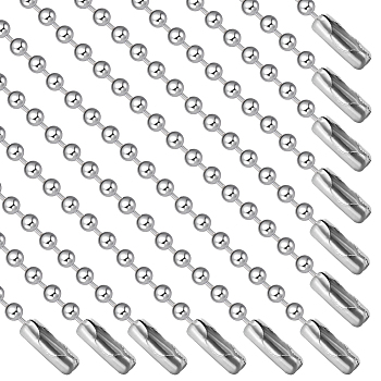 24Pcs 304 Stainless Steel Ball Chain Necklace Making, Stainless Steel Color, 27.56 inch(70cm)