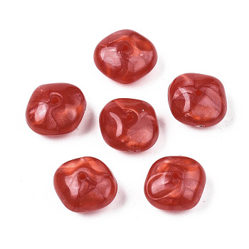 Acrylic Beads, Imitation Gemstone Style, Oval, Red, 12.5x12x7mm, Hole: 1.2mm, about 840pcs/500g