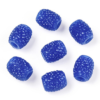 Opaque Resin European Jelly Colored Beads, Large Hole Barrel Beads, Bucket Shaped, Royal Blue, 15x12.5mm, Hole: 5mm