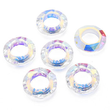 Electroplated Glass Linking Rings, Crystal Cosmic Ring, Prism Ring, Faceted, Round Ring, Clear AB, 20x5.5mm, Inner Diameter: 11mm, 15pcs/board, 4 boards/box