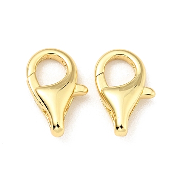 Brass Lobster Claw Clasps, Parrot Trigger Clasps Jewelry Making Findings, Cadmium Free & Lead Free, Long-Lasting Plated, Golden, 13x8x3.5mm, Hole: 2mm