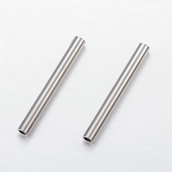 304 Stainless Steel Tube Beads, Stainless Steel Color, 27x3mm, Hole: 2mm