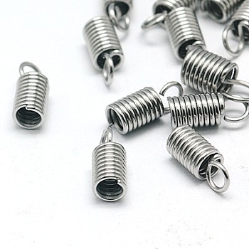 304 Stainless Steel Terminators, Cord Coil, Stainless Steel Color, 10x4mm