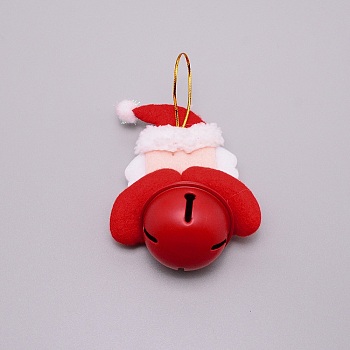 Christmas Theme Santa Claus Cloth Pendant Decorations, with Metal Bells, Red, 135mm