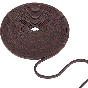 Flat Cowhide Leather Cord, for Jewelry Making, Coconut Brown, 6x3mm
