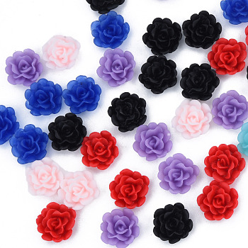Opaque Resin Cabochons, Flower, Mixed Color, 12x11.5x5mm