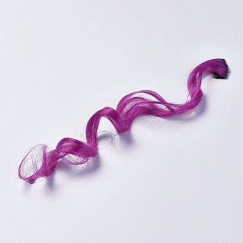 Fashion Women's Hair Accessories, Iron Snap Hair Clips, with Chemical Fiber Colorful Hair Wigs, Dark Orchid, 50x3.25cm