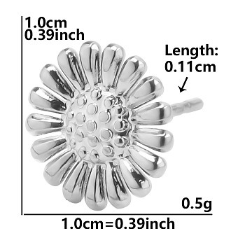 Non-Tarnish 304 Stainless Steel Flower Stud Earrings for Women, Stainless Steel Color