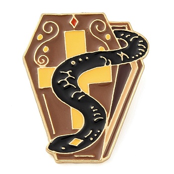 Gothic Black Snake Enamel Pins, Zinc Alloy Brooches for Backpack Clothes, Polygon, 30.5x25mm