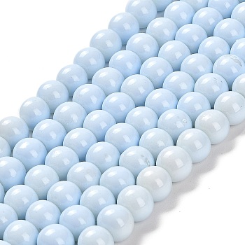 Painted Glass Bead Strands, Baking Paint, Round, Alice Blue, 8mm, Hole: 1.3~1.6mm, about 100pcs/strand, 31.4 inch