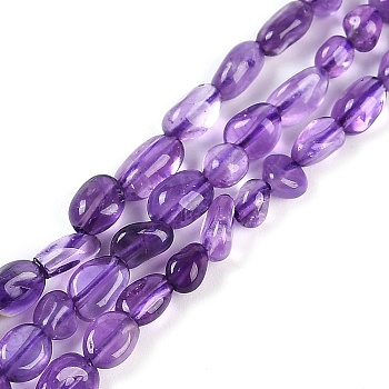 Natural Amethyst Beads Strands, Nuggets, Tumbled Stone, Grade AB, 4~6x7~10x4~6mm, Hole: 1mm, 15.75''(40cm)